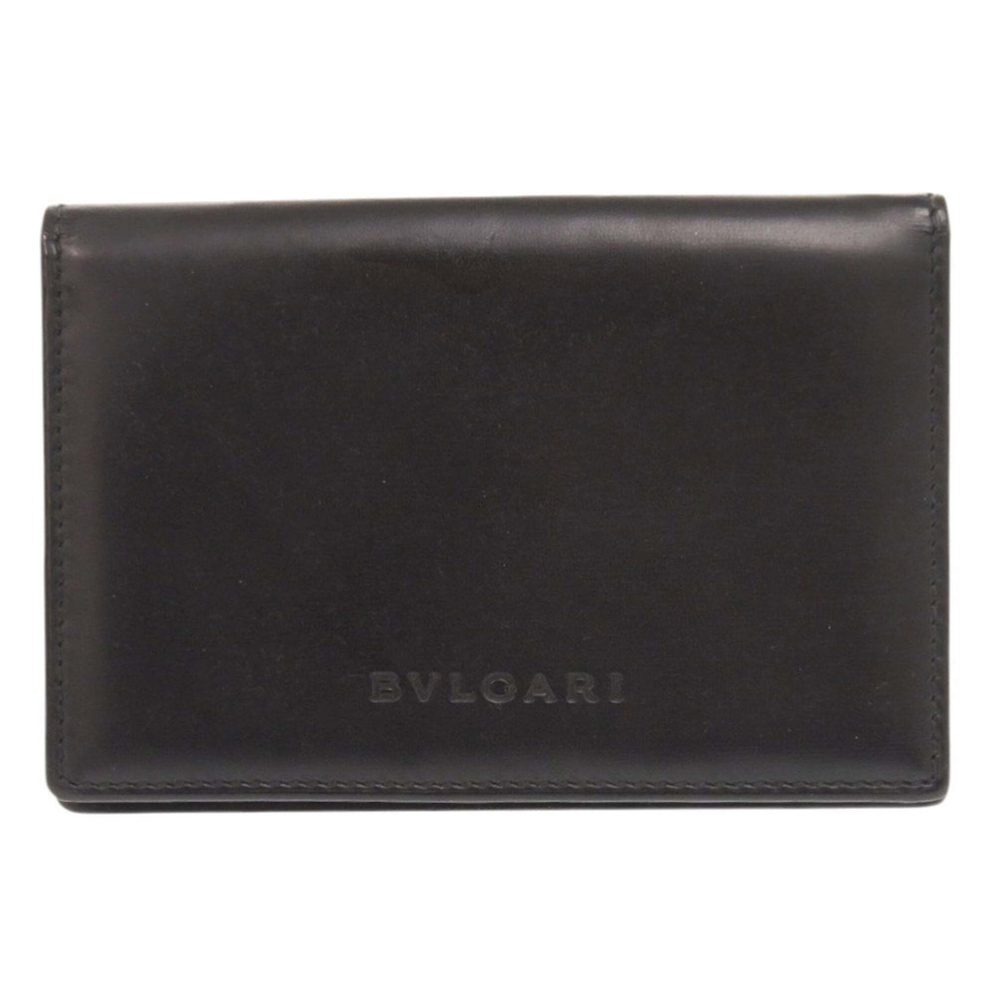 Bvlgari Leather Black Business Card Holder/Card Case, Black, 1789